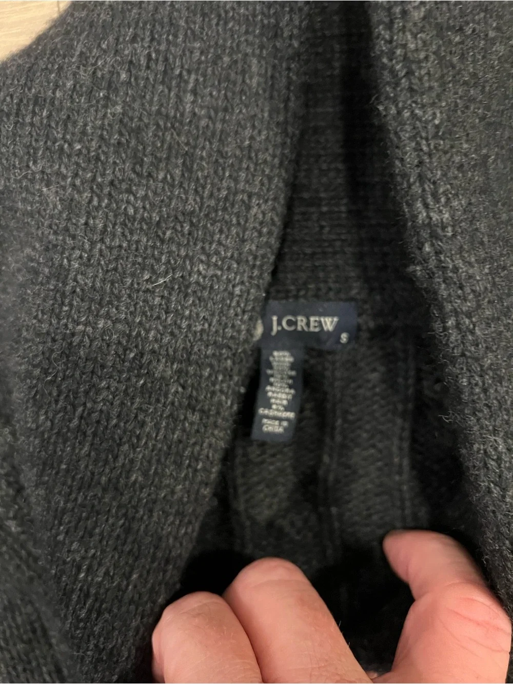 J. Crew Men's Dark Charcoal Shawl Collar Cable Knit Cardigan. Wool.